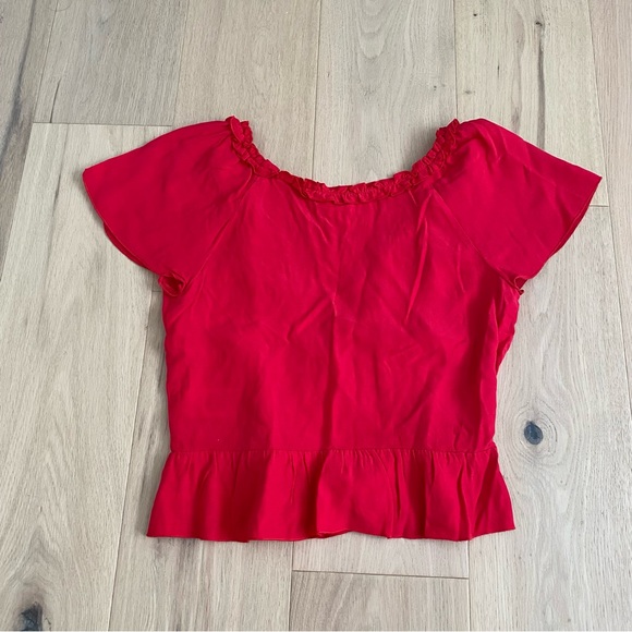 Aritzia Wilfred Free “Aurelia” Red Ruffle Blouse ❤️ - Picture 5 of 9